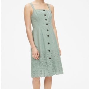 Eucalyptus Green Midi Length Embroided Apron Dress | Size 4